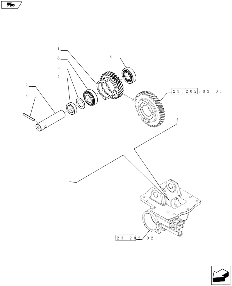 Схема запчастей Case IH FARMALL 75C - (23.202.03[02]) - 4WD ELECTROHYDRAULIC ENGAGEMENT - 4WD TRANSMISSION GEARINGS (VAR.330307-332307 / 743592) (23) - FOUR WHEEL DRIVE SYSTEM