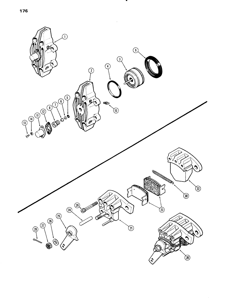 Схема запчастей Case IH 1090 - (176) - CALIPER BRAKE ASSEMBLY (06) - POWER TRAIN