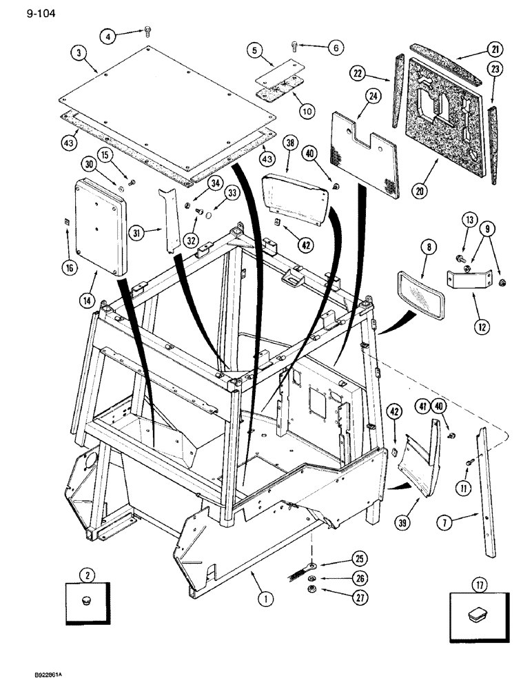 Схема запчастей Case IH 7120 - (9-104) - FOUR POST ROPS FRAME (09) - CHASSIS/ATTACHMENTS