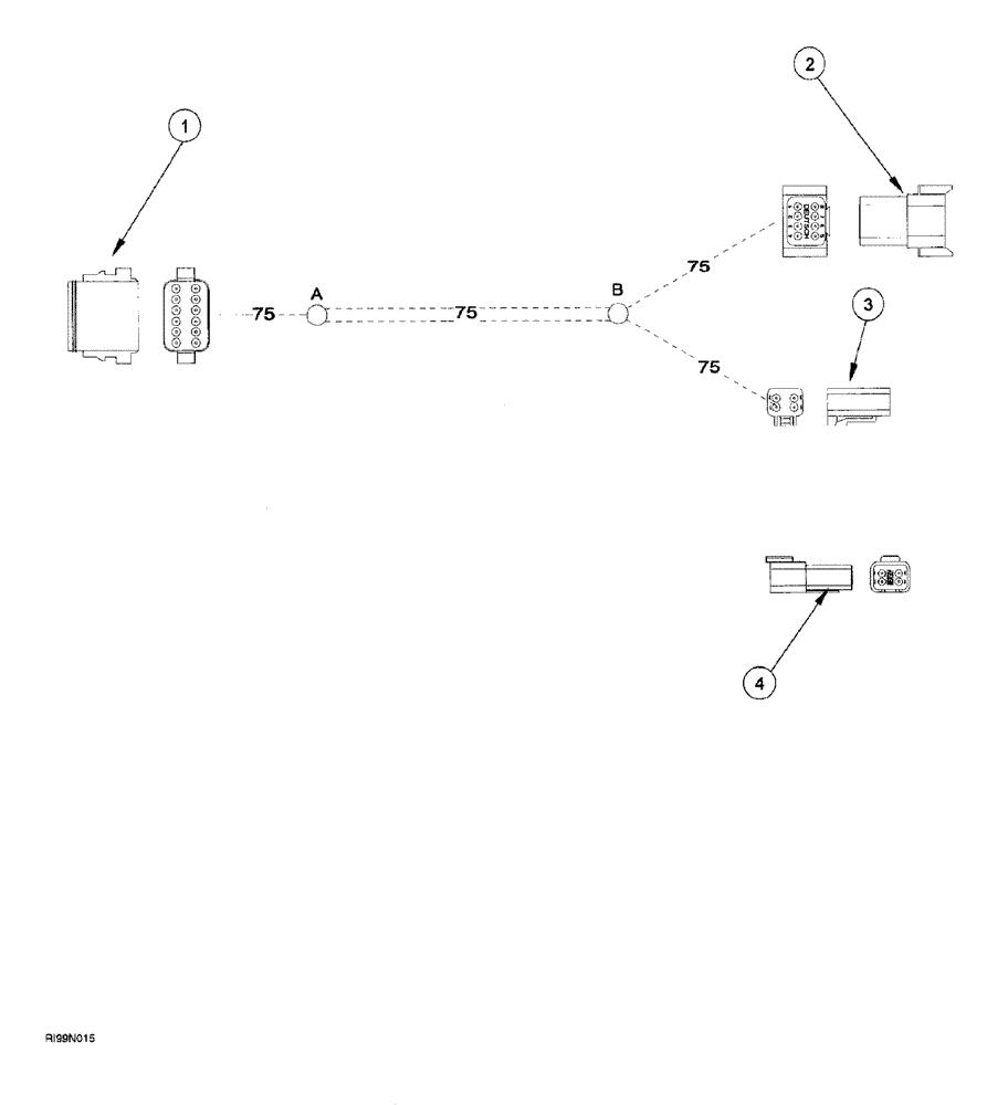 Схема запчастей Case IH AFS - (02-60) - HARNESS - ADAPTER 2000 YIELD MONITOR TO 1999 MACHINE (55) - ELECTRICAL SYSTEMS