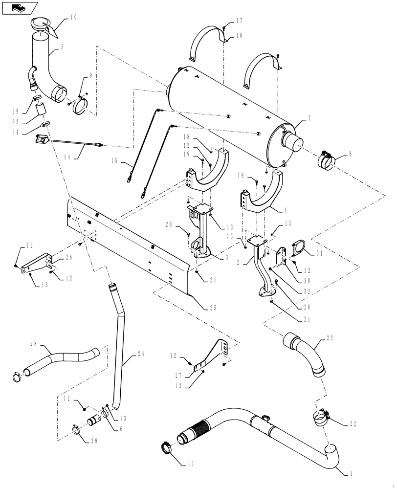 Схема запчастей Case IH 6130 - (10.254.13) - EXHAUST ASSEMBLY, 6130 T4 (10) - ENGINE