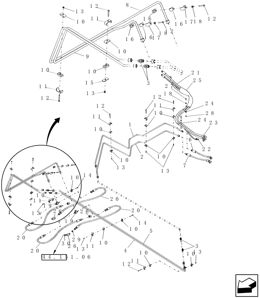 Схема запчастей Case IH 9230 - (41.204.04) - HYDRAULIC STEERING PLUMBING (41) - STEERING