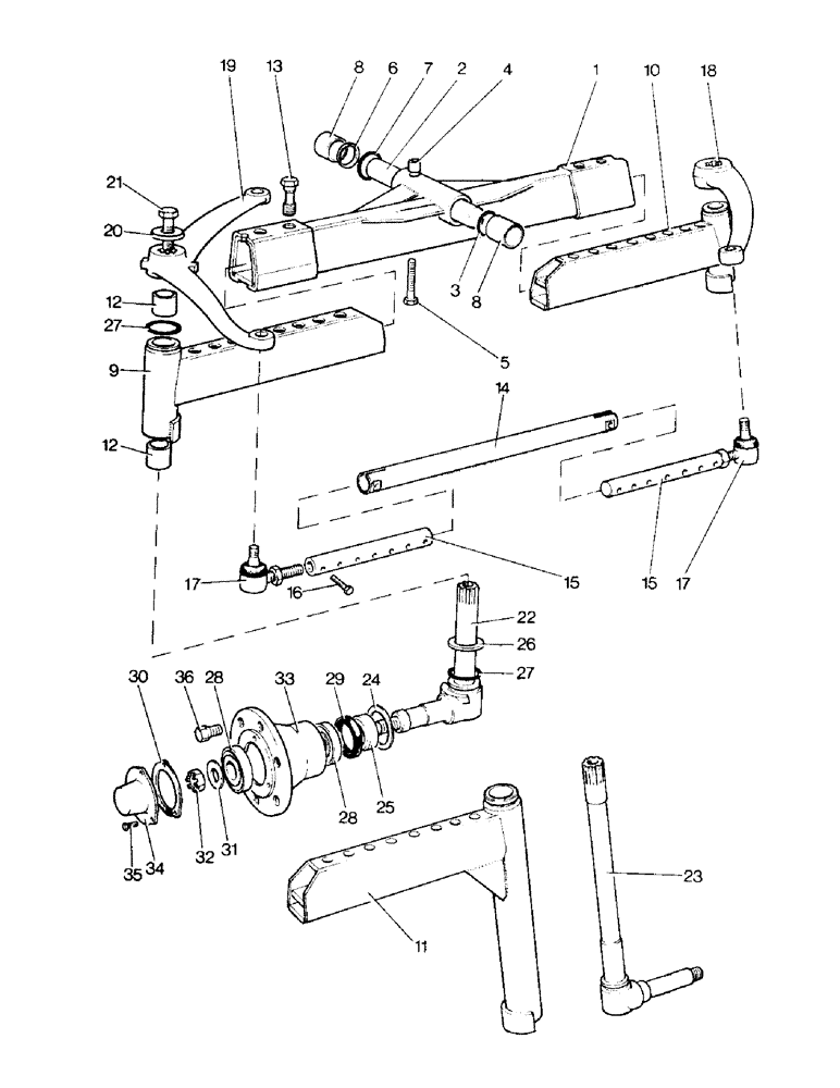 Схема запчастей Case IH 996 - (H01-1) - STEERING AND FRONT AXLE, FRONT AXLE - 52 TO 76 IN. TRACK WIDTHS Steering & Front Axle