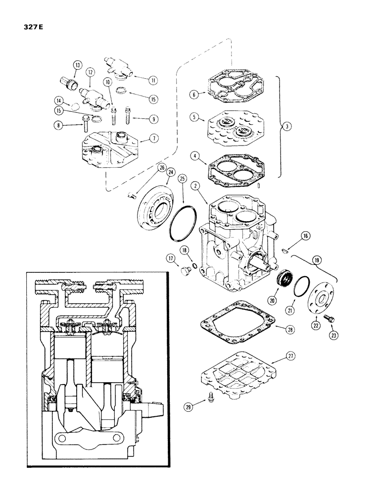 Схема запчастей Case IH 970 - (327E) - YORK COMPRESSOR (09) - CHASSIS/ATTACHMENTS