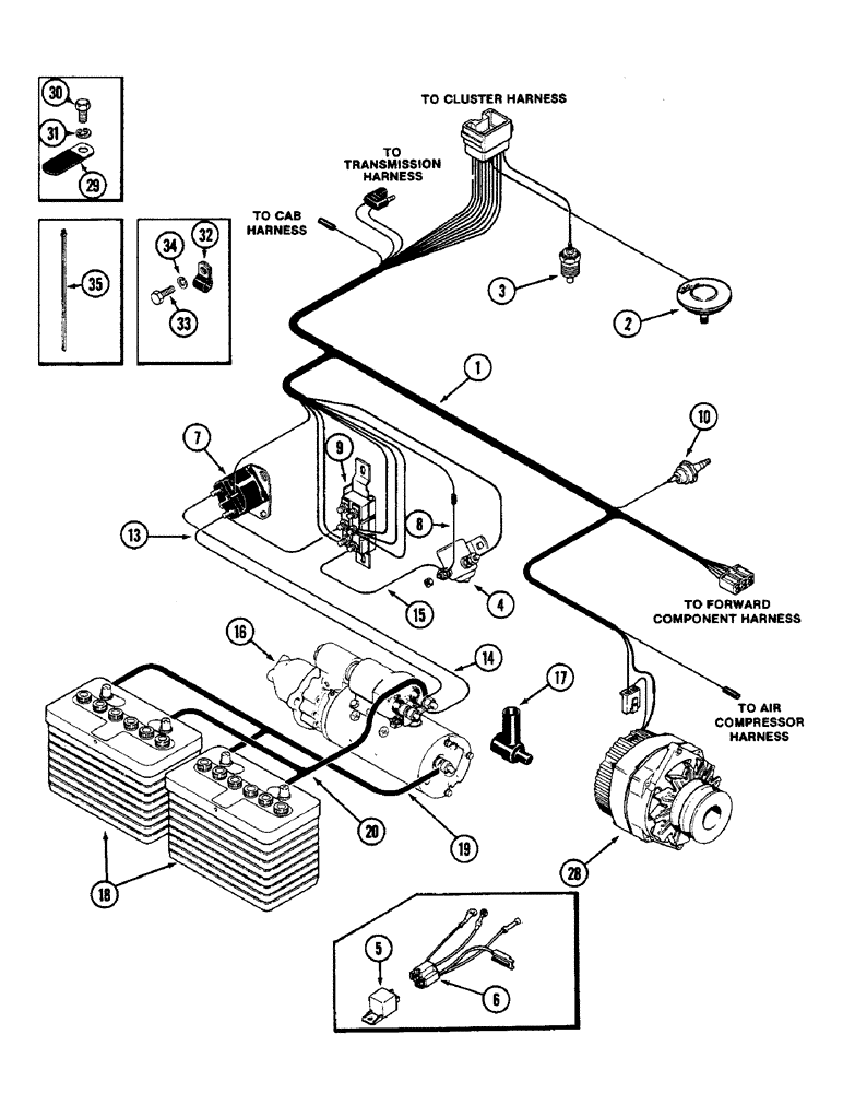 Схема запчастей Case IH 2090 - (4-076) - ENGINE HARNESS, P.I.N. 8841101 THROUGH P.I.N. 8850030 (04) - ELECTRICAL SYSTEMS