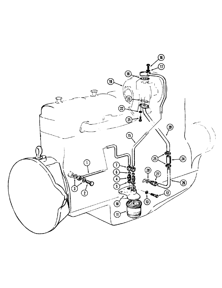 Схема запчастей Case IH 2870 - (024) - TURBOCHARGER LUBRICATION SYSTEM, 674 CUBIC INCH DIESEL ENGINE (02) - ENGINE