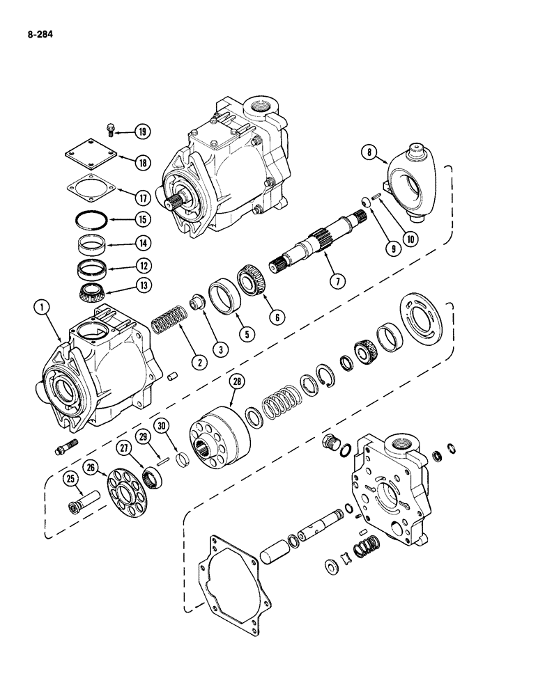 Схема запчастей Case IH 2094 - (8-284) - HYDRAULICS, GEAR AND PISTON PUMP ASSEMBLY (08) - HYDRAULICS