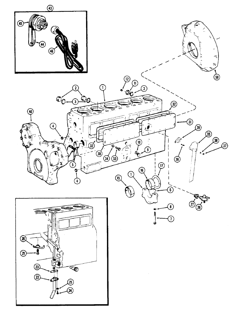 Схема запчастей Case IH 2870 - (046) - CYLINDER BLOCK, 674 CUBIC INCH DIESEL ENGINE (02) - ENGINE