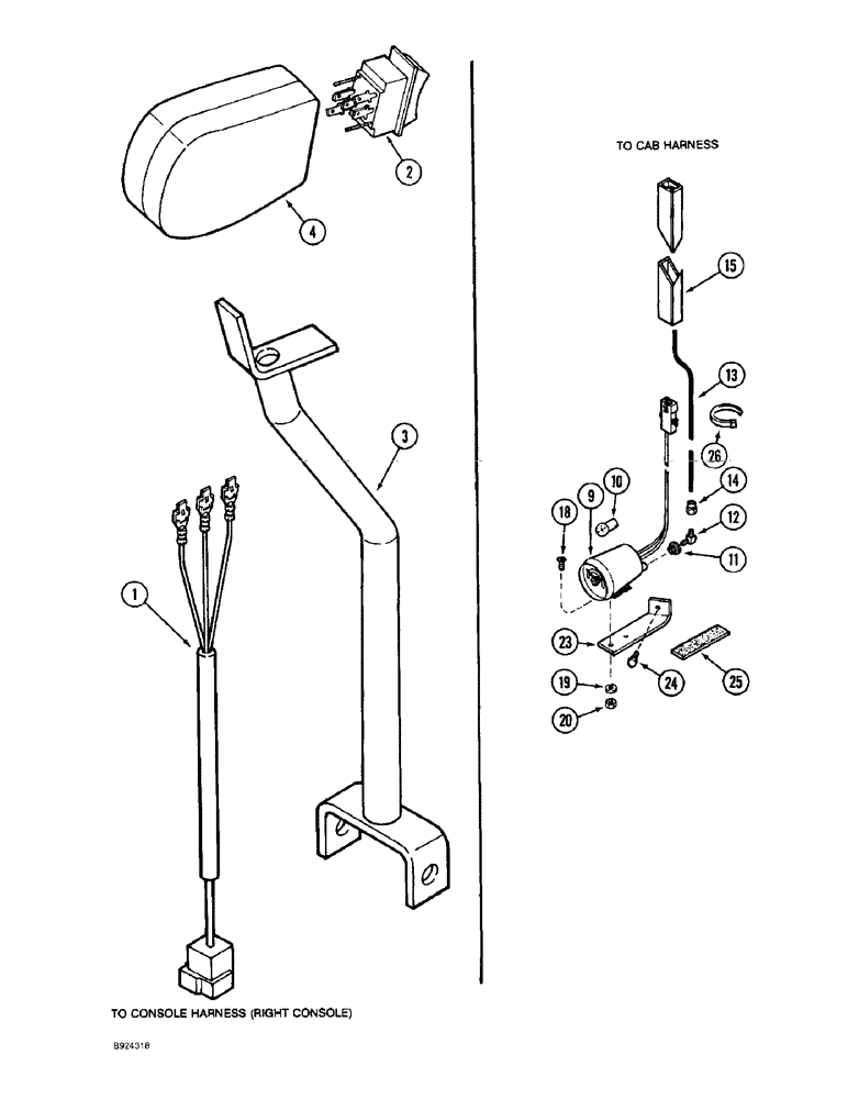 Схема запчастей Case IH 1688 - (4-16) - HEADER LIFT HANDLE HARNESS, TURBOCHARGER BOOST MONITOR (06) - ELECTRICAL