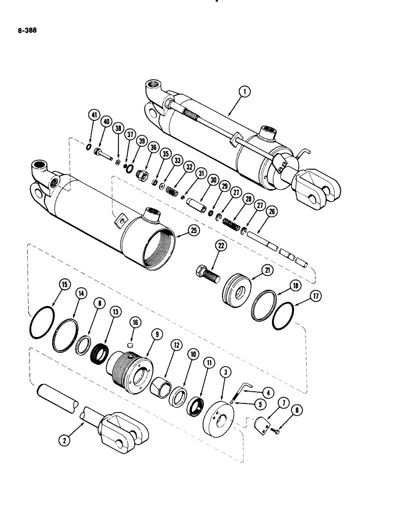 Схема запчастей Case IH 2294 - (8-388) - G33769 REMOTE HYDRAULIC CYLINDER, 4 INCH BORE (102 MM) X 8 INCH STROKE (203 MM) (08) - HYDRAULICS