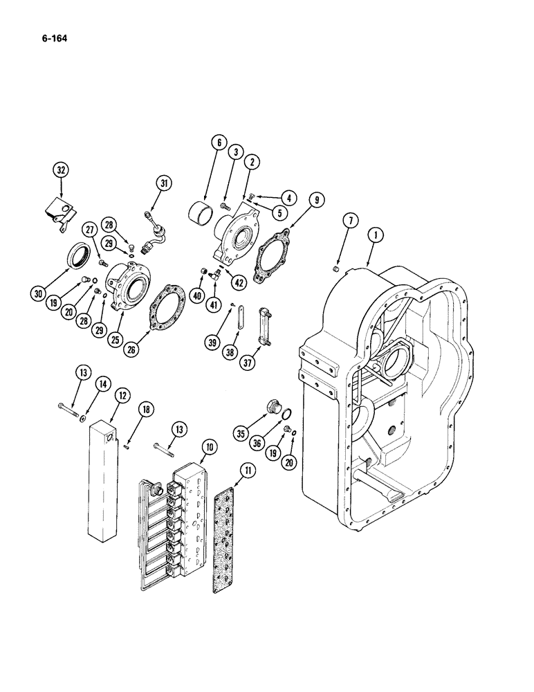 Схема запчастей Case IH 4994 - (6-164) - TRANSMISSION REAR HOUSING, COVERS AND RANGE SELECTOR (06) - POWER TRAIN