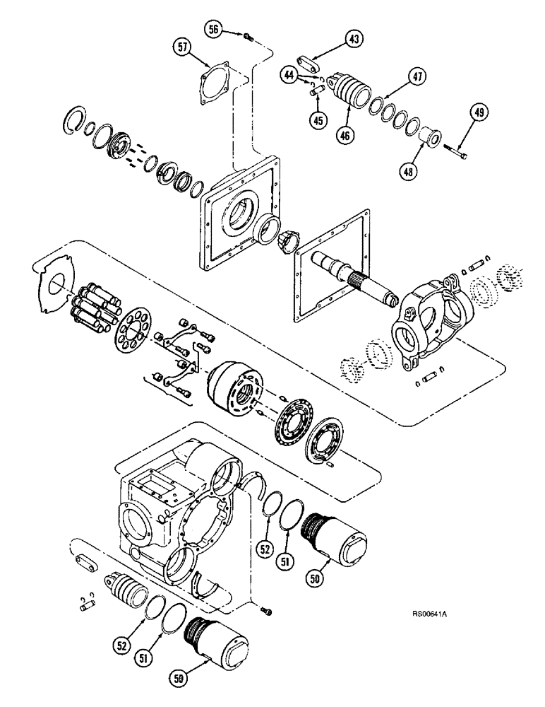 Схема запчастей Case IH 1680 - (6-54) - HYDROSTATIC MOTOR, TWO SPEED, P.I.N. JJC0044502 AND AFTER (CONTD) (03) - POWER TRAIN