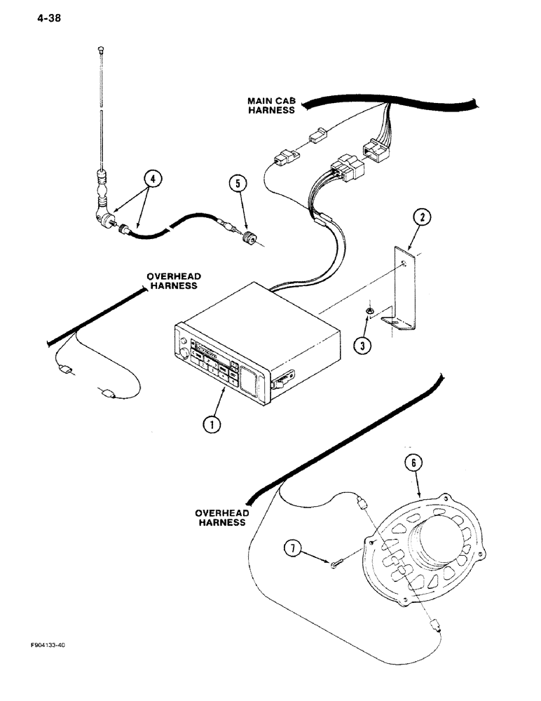 Схема запчастей Case IH 9280 - (4-38) - RADIO AND SPEAKERS (04) - ELECTRICAL SYSTEMS