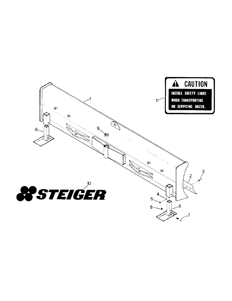 Схема запчастей Case IH ST225 - (10-33) - UTILITY BLADE ASSEMBLY, MODEL 615 AND 617, HYD TILT ANGLE (19) - OPTIONS