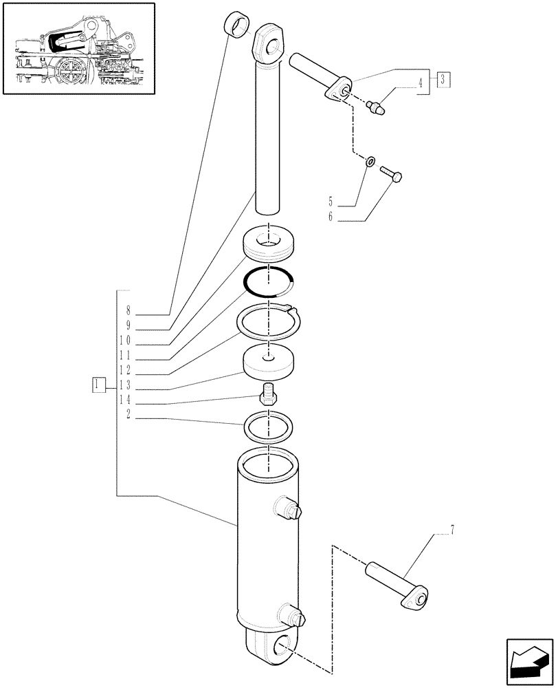 Схема запчастей Case IH PUMA 210 - (1.82.6/02) - (VAR.047) HYDRAULIC POWER LIFT WITH 2 (110MM) EXTERNAL CYLINDERS - CYLINDER AND PINS (07) - HYDRAULIC SYSTEM