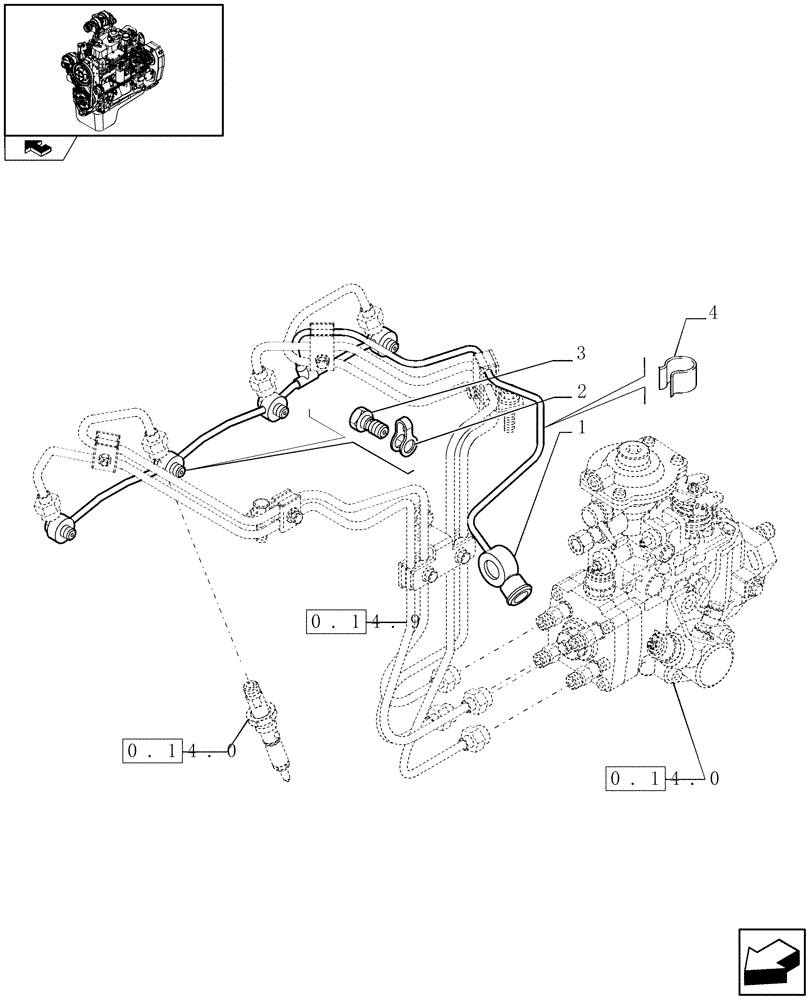 Схема запчастей Case IH F4GE9484A J601 - (0.20.4) - INJECTION EQUIPMENT - PIPING (504063635) 