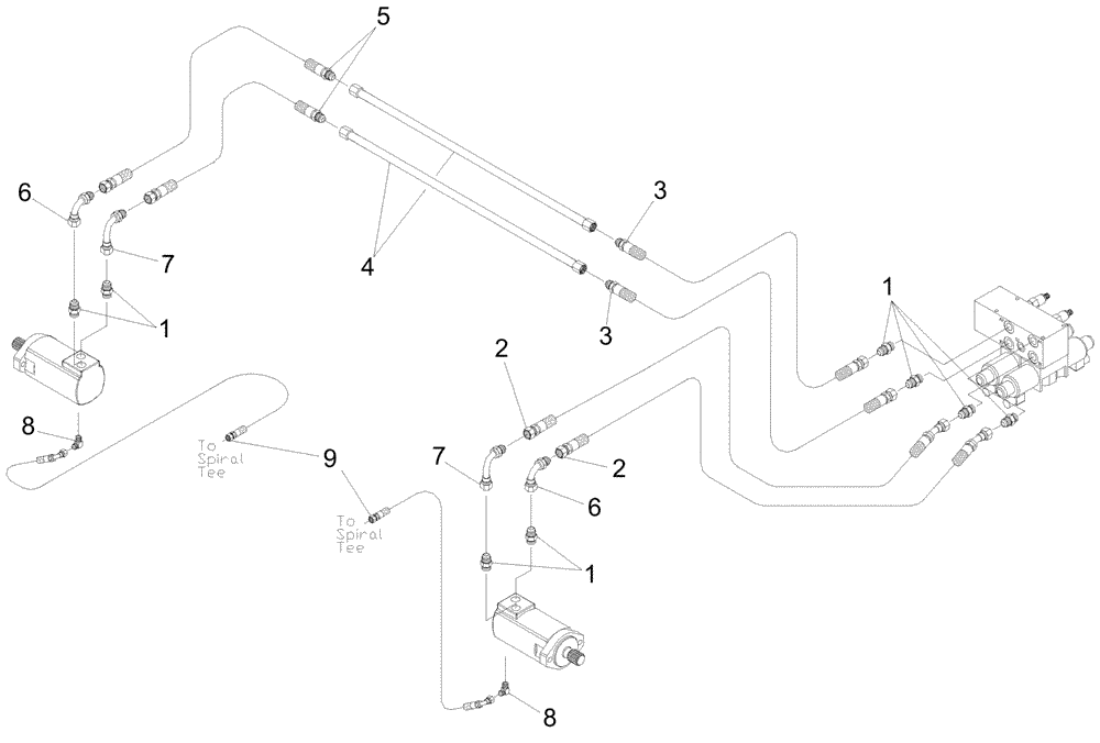 Схема запчастей Case IH A7700 - (B09.06[01]) - Hydraulic Circuit {Sidetrim Knives Std/45°} (07) - HYDRAULICS