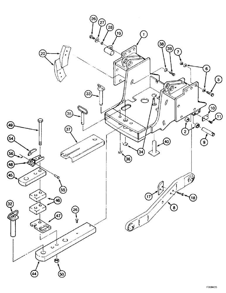 Схема запчастей Case IH 9350 - (9-006) - HITCH LOWER LINK, MOUNTS AND DRAWBAR, PRIOR TO P.I.N. JEE0071001 (09) - CHASSIS/ATTACHMENTS