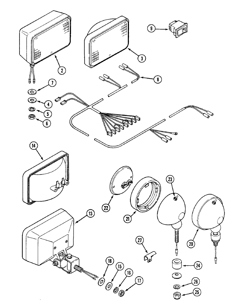 Схема запчастей Case IH 1494 - (4-090) - FLOOD LAMP, NORTH AMERICA ONLY, FRONT (04) - ELECTRICAL SYSTEMS