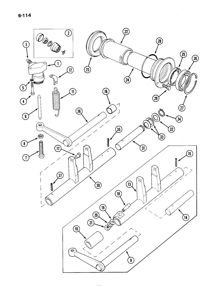 Схема запчастей Case IH 1194 - (6-114) - CLUTCH SLAVE CYLINDER AND RELEASE MECHANISM, TRACTORS WITH CAB (06) - POWER TRAIN