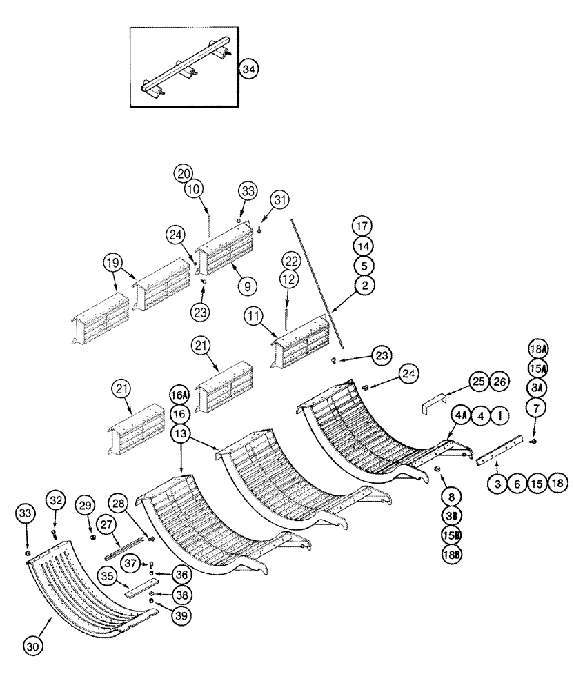 Схема запчастей Case IH 2366 - (09B-11[01]) - CONCAVES - GRATES AND CONCAVES, BSN JJC0254999 (14) - ROTOR, CONCANVES & SIEVE