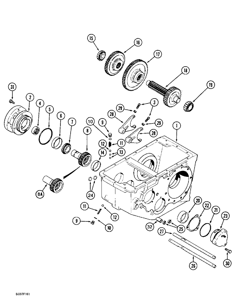 Схема запчастей Case IH 2144 - (6-36) - TRANSMISSION, INPUT SHAFT, GEARS AND SHIFTER RAILS (03) - POWER TRAIN