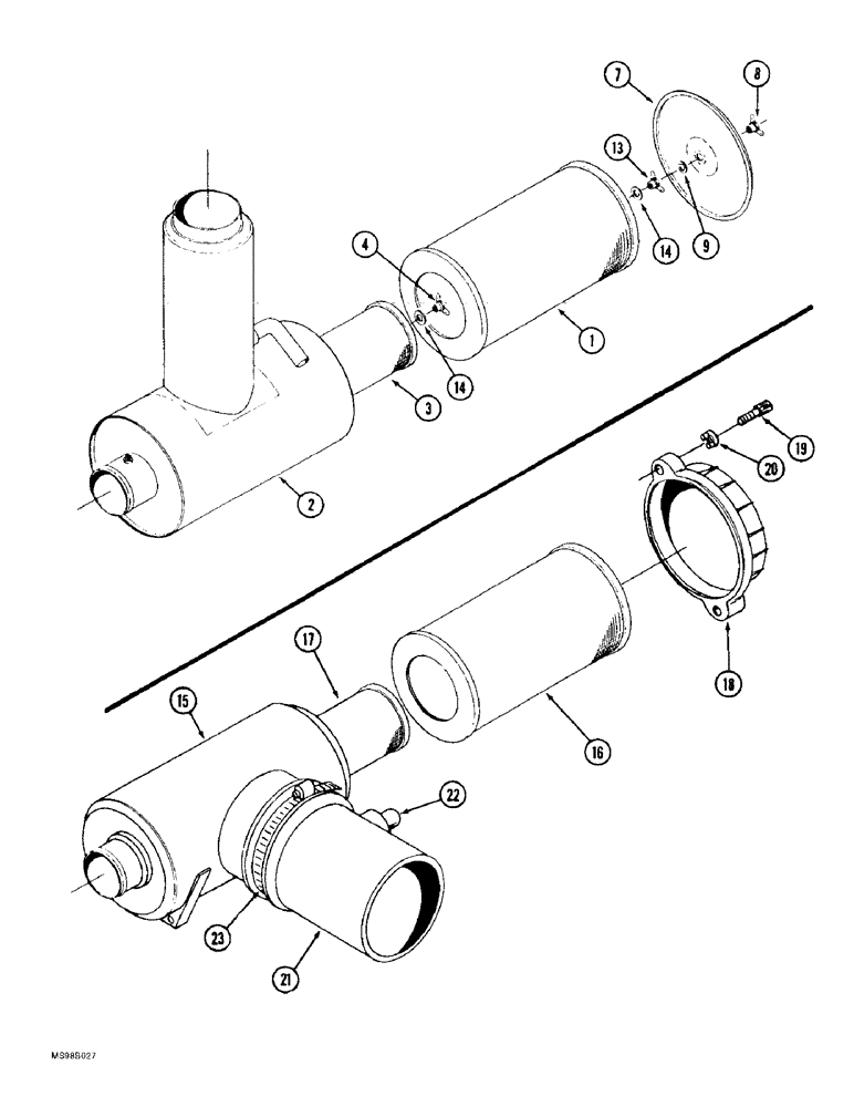 Схема запчастей Case IH 9330 - (2-106) - AIR CLEANER ASSEMBLIES PRIOR TO P.I.N. JEE0036501 (02) - ENGINE