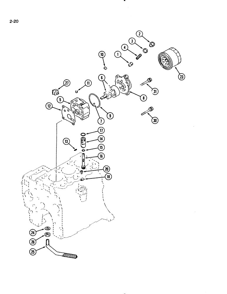 Схема запчастей Case IH 1130 - (2-20) - OIL PUMP AND OIL FILTER, 1130 TRACTOR (02) - ENGINE