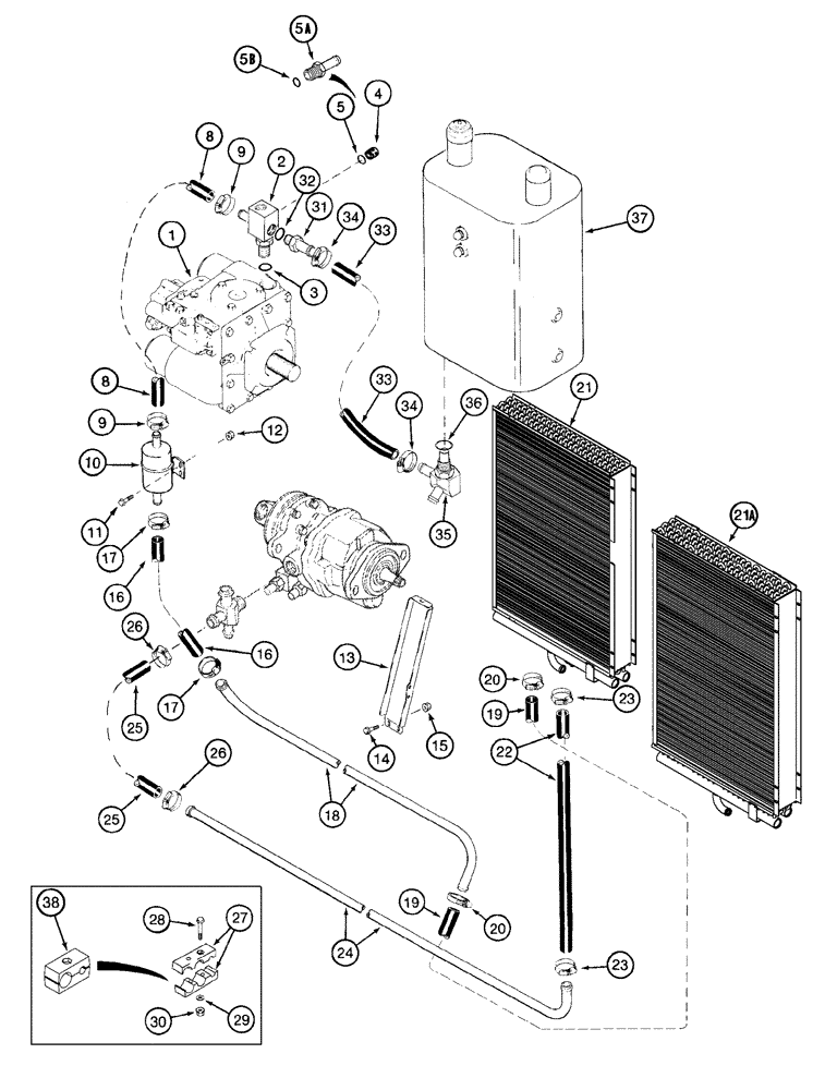 Схема запчастей Case IH 2388 - (08-05) - OIL COOLER SYSTEM (07) - HYDRAULICS