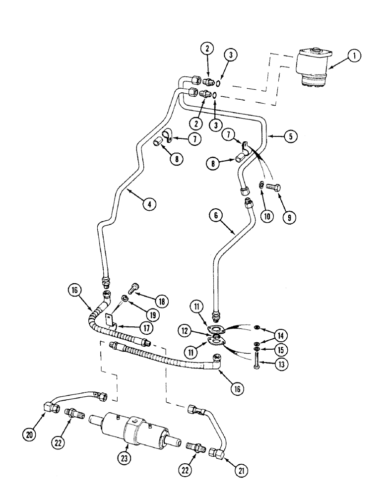 Схема запчастей Case IH 1494 - (5-110) - STEERING CYLINDER AND TUBES, TWO WHEEL DRIVE TRACTORS WITHOUT CAB (05) - STEERING