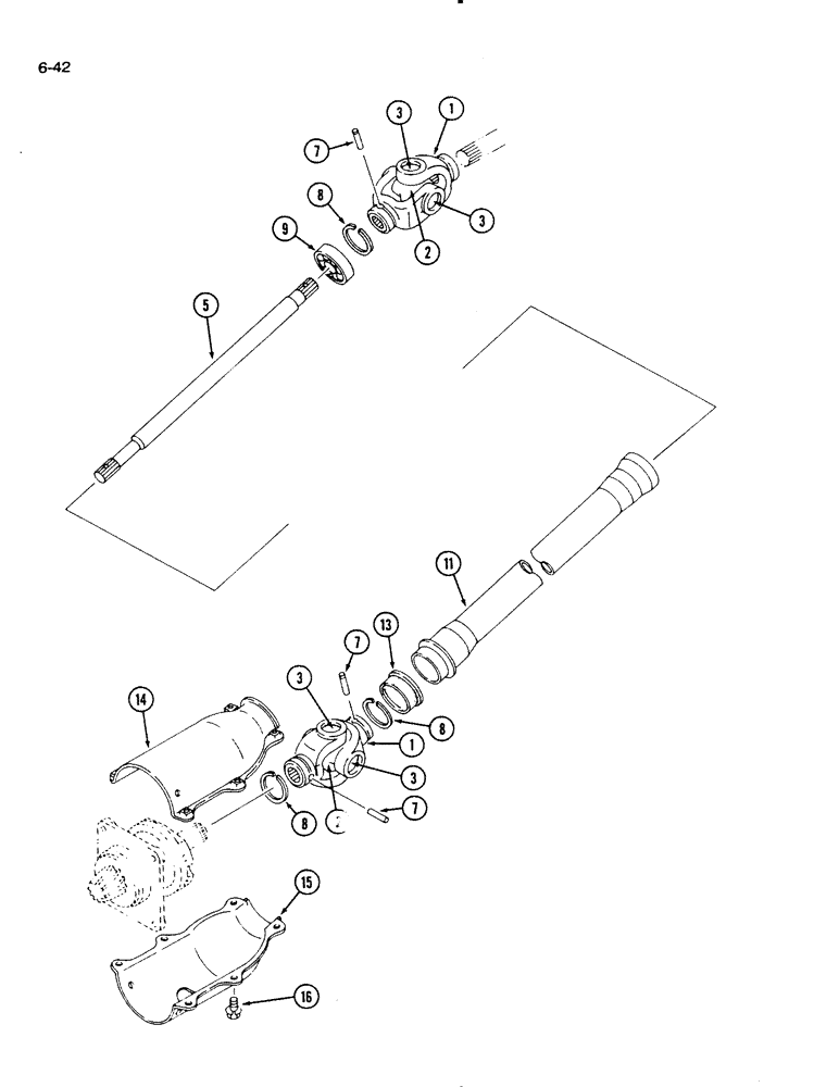 Схема запчастей Case IH 1130 - (6-42) - PTO DRIVE SHAFT, MFD TRACTOR (06) - POWER TRAIN