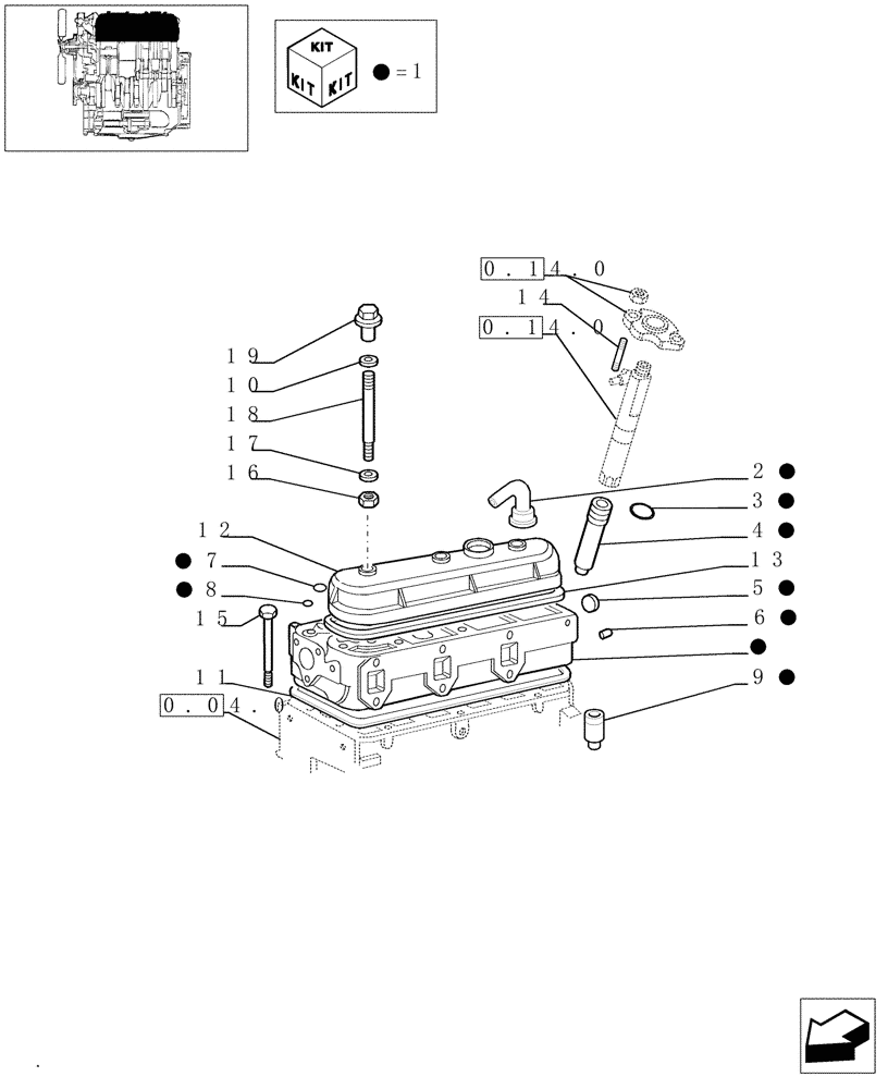 Схема запчастей Case IH JX65 - (0.06.0[01]) - CYLINDER HEAD ASSEMBLY (BEFORE S/N 13286) (01) - ENGINE