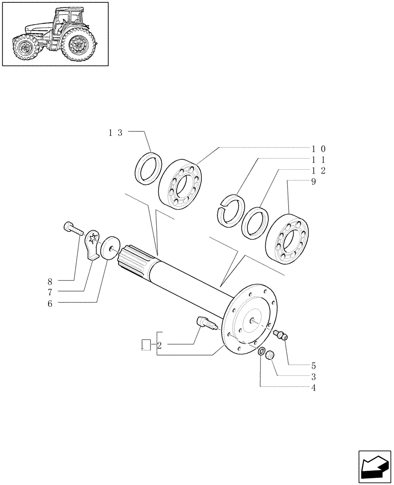 Схема запчастей Case IH JX1090U - (1.48.1/04[02]) - ((VAR.406) FRONT AXLE,40KM/H HYDR. DIFF. LOCK.- STEP-DOWN GEARING (05) - REAR AXLE