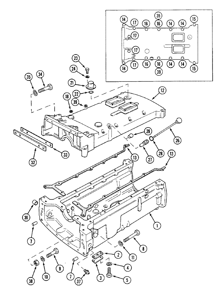 Схема запчастей Case IH 1494 - (9-386) - REAR MAIN FRAME AND GEARBOX COVER, SYNCHROMESH TRACTORS (09) - CHASSIS/ATTACHMENTS