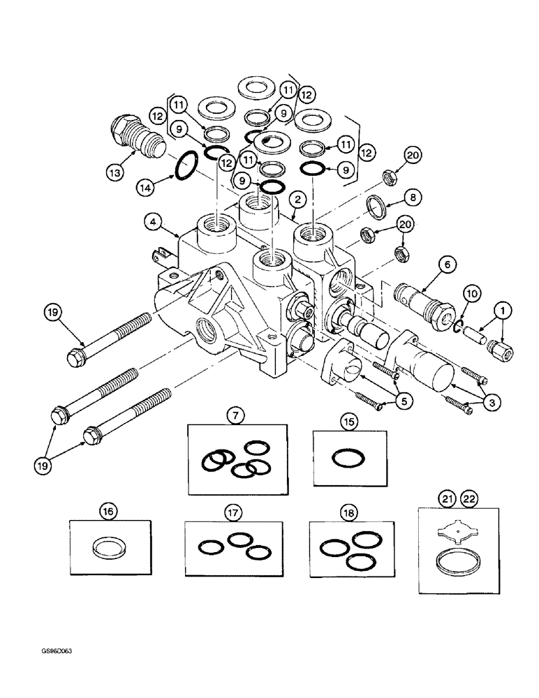 Схема запчастей Case IH 1400 - (8-22) - UNIT LIFT AND BASKET VALVE (07) - HYDRAULICS