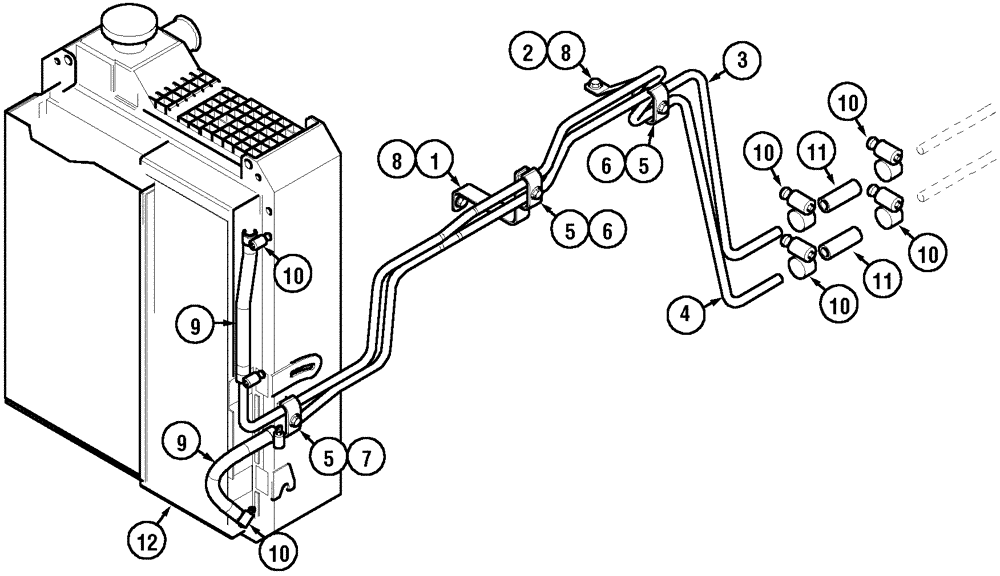 Схема запчастей Case IH CX100 - (08-03) - OIL COOLER AND PIPES (08) - HYDRAULICS