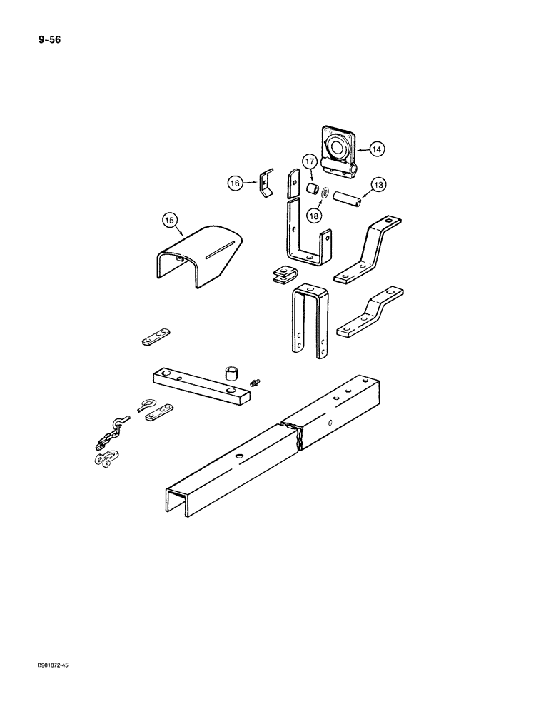 Схема запчастей Case IH 1100 - (9-56) - HITCH AND TONGUE/HYDRAULIC CYLINDER ATTACHING PARTS, 1100 MOWER (09) - CHASSIS/ATTACHMENTS