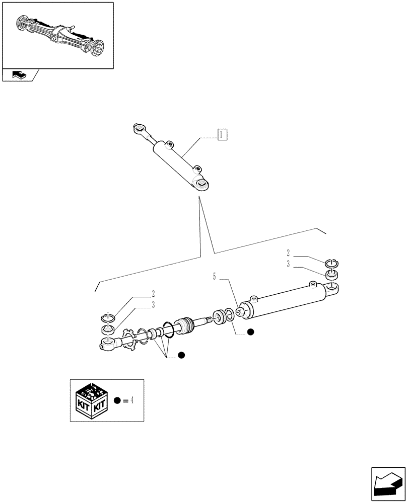 Схема запчастей Case IH FARMALL 105V - (1.41.0/ A) - 2WD FRONT AXLE - HYDRAULIC STEERING CYLINDER - BREAKDOWN (04) - FRONT AXLE & STEERING