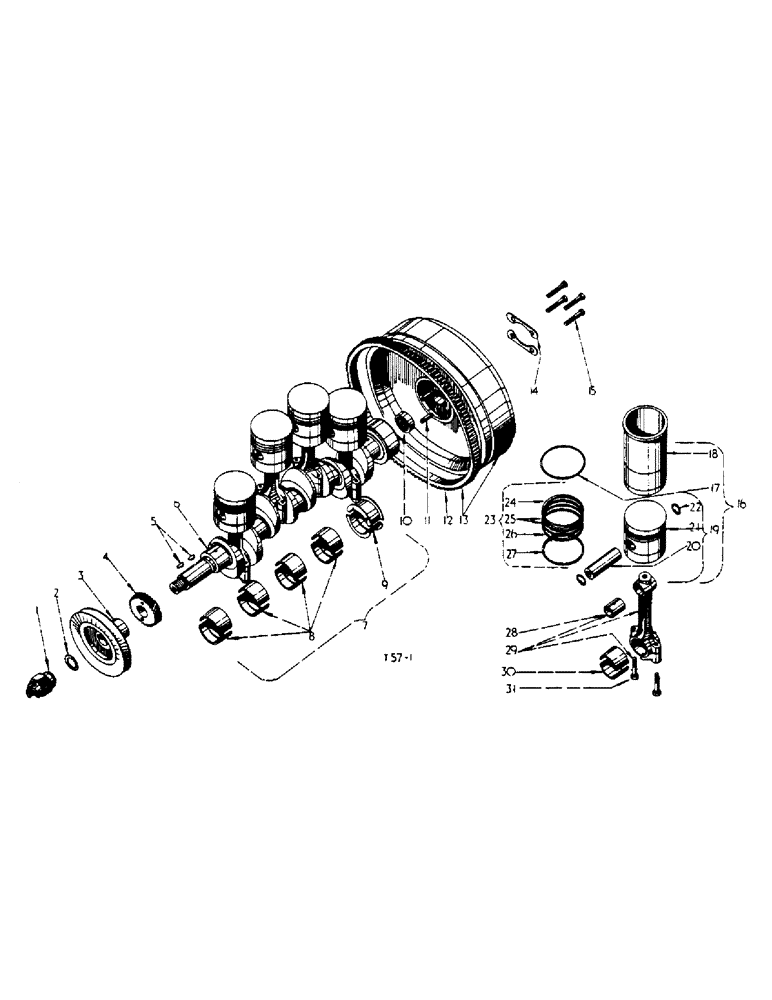 Схема запчастей Case IH 434 - (1-07) - CRANKSHAFT, FLYWHEEL, CONNECTING RODS AND PISTON UNIT - DIESEL ENGINE (02) - ENGINE