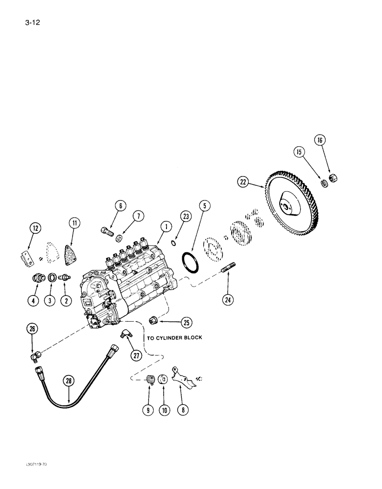 Схема запчастей Case IH 1822 - (3-12) - FUEL INJECTION PUMP AND DRIVE 6TA-830 ENGINE (02) - FUEL SYSTEM