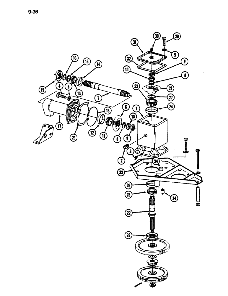 Схема запчастей Case IH 1822 - (9-036) - GEAR BOX, DRUM NUMBER 1 AND 2, 1822 COTTON PICKER) (13) - PICKING SYSTEM