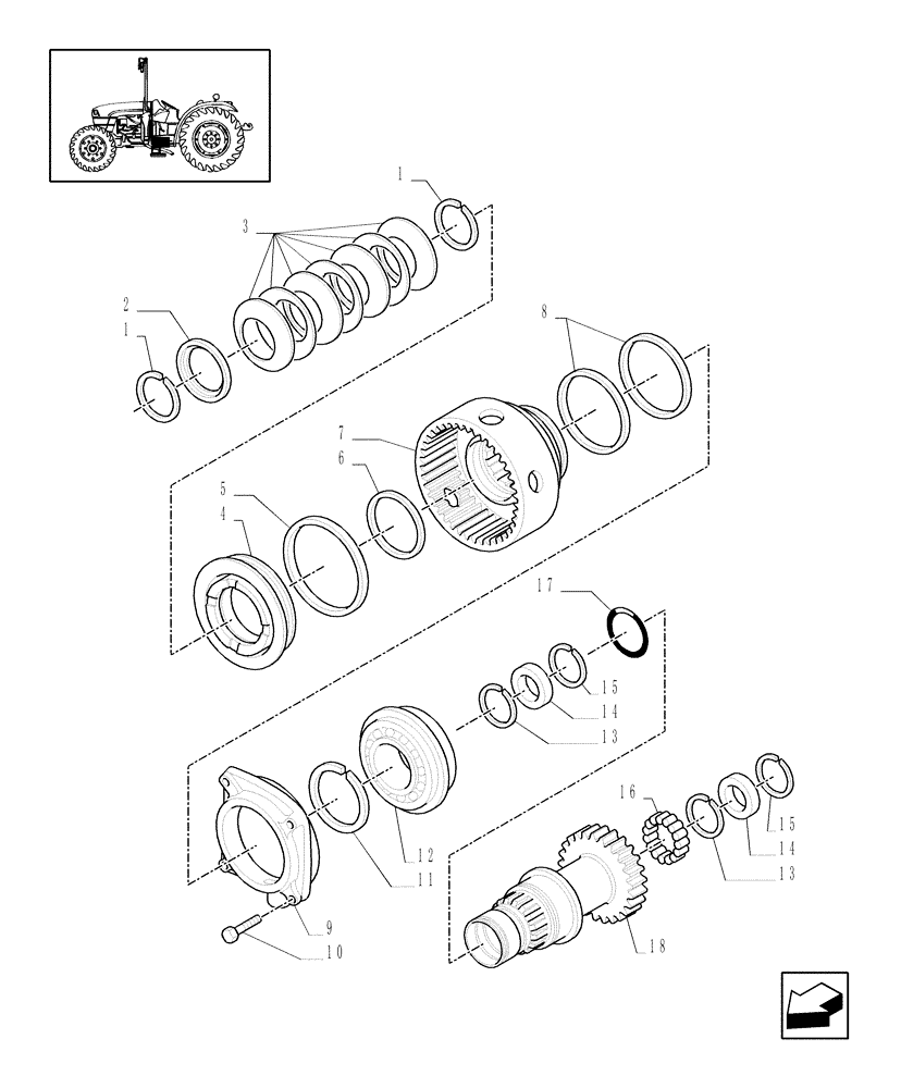 Схема запчастей Case IH JX1060C - (1.28.7[04]) - (VAR.138) NA - 8X8 (30KM/H) P. SHUTTLE FOR ADJUSTABLE COLUMN L/CAB - DRIVING GEAR SHAFT (03) - TRANSMISSION