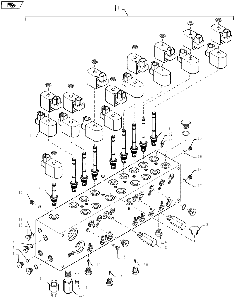 Схема запчастей Case IH 810 - (35.359.08[02]) - 8 SECTION VALVE BANK BREAKDOWN (35) - HYDRAULIC SYSTEMS