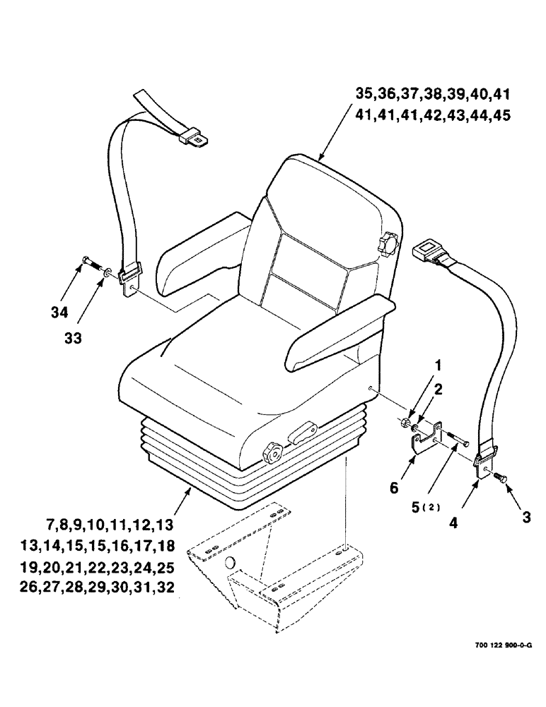 Схема запчастей Case IH 8825 - (07-24) - SEAT ASSEMBLY, 8825, 700122900 SEAT BELT ASSEMBLY, COMPLETE (09) - CHASSIS