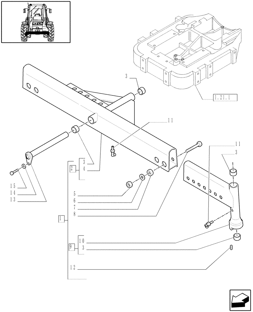 Схема запчастей Case IH JX95 - (1.41.0[01]) - 2WD FRONT AXLE - BODY (04) - FRONT AXLE & STEERING