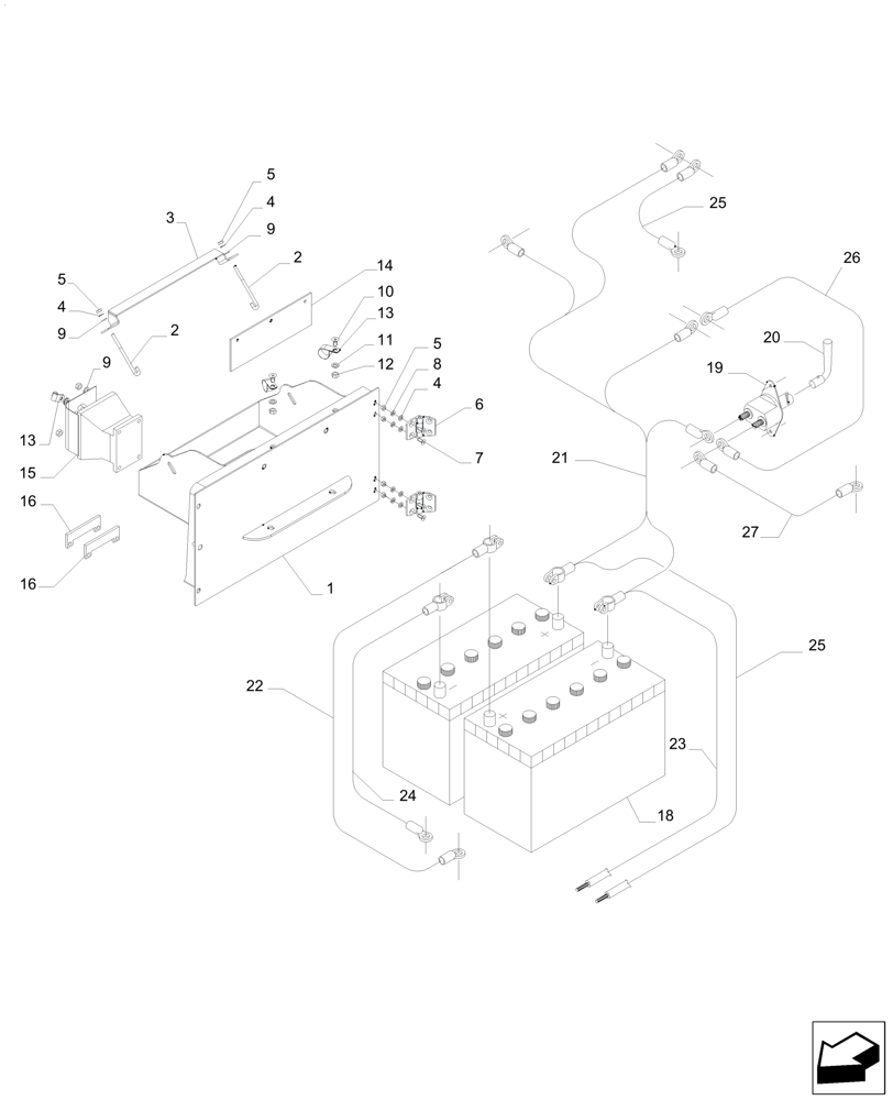 Схема запчастей Case IH A8000 - (55.302.AV[01]) - BATTERY AND CABLES (55) - ELECTRICAL SYSTEMS