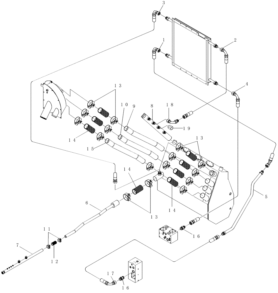 Схема запчастей Case IH 7700 - (B06.02[01]) - Hydraulic Suction Lines (35) - HYDRAULIC SYSTEMS