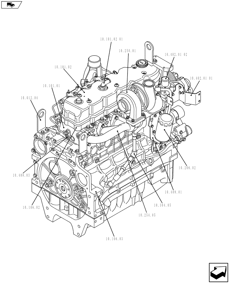 Схема запчастей Case IH F4DFE613E A002 - (10.000.01[02]) - PICTORIAL INDEX - ENGINE (84265772) (10) - ENGINE