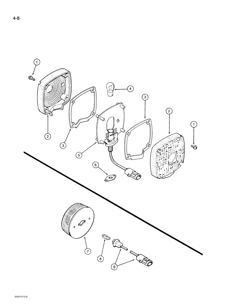 Схема запчастей Case IH 950 - (4-08) - LAMPS (04) - ELECTRICAL SYSTEMS