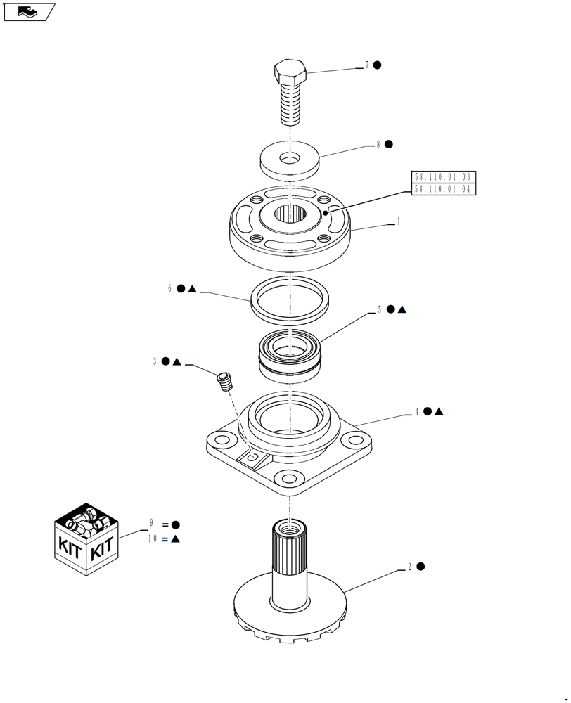 Схема запчастей Case IH RD163 - (58.110.05) - TOP CAP STANDARD HUB (58) - ATTACHMENTS/HEADERS